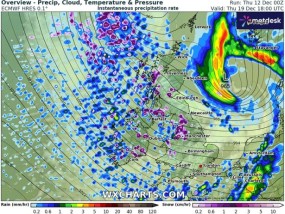 英国降雪地图显示，下周将有9厘米厚的北极降雪，主要城市将面临冬季洪水