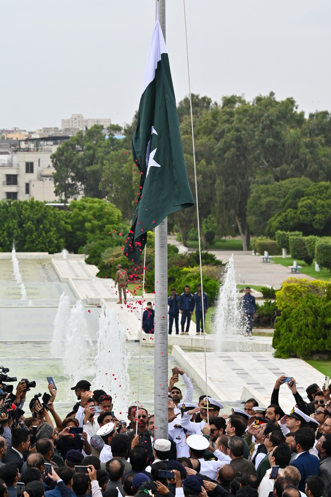 A Flag hoisting ceremony was also held at Quaid's mausoluem in Karachi. - AFP